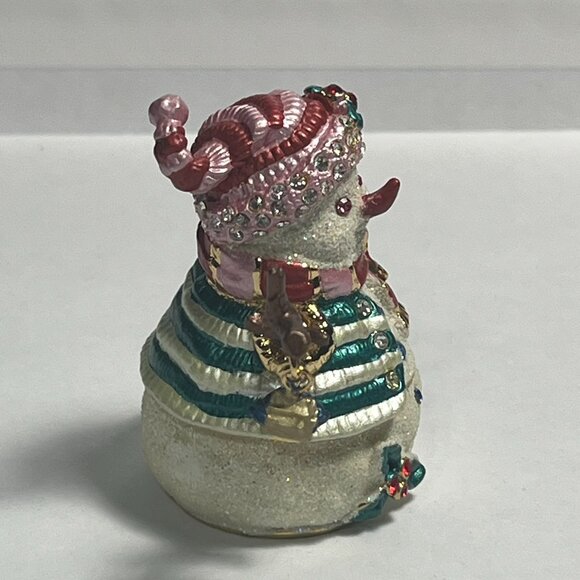 Jeweled Pewter Enameled Snowman Trinket Box - Picture 5 of 11